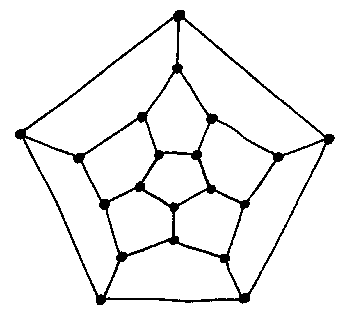 Dodekaedras, pavaizduotas plokštumoje