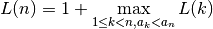 L(n) = 1 + \max_{1 \leq k < n, a_k < a_n} L(k)